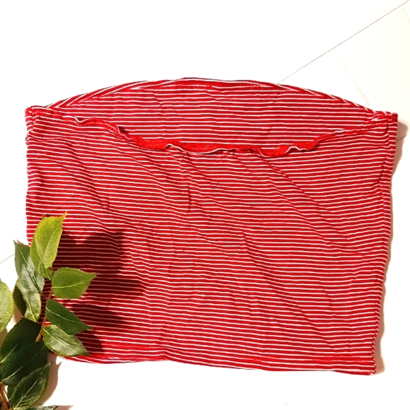 |Heart & Hips|| Red Striped fitted  Cropped Halter Top - Picture 2 of 3